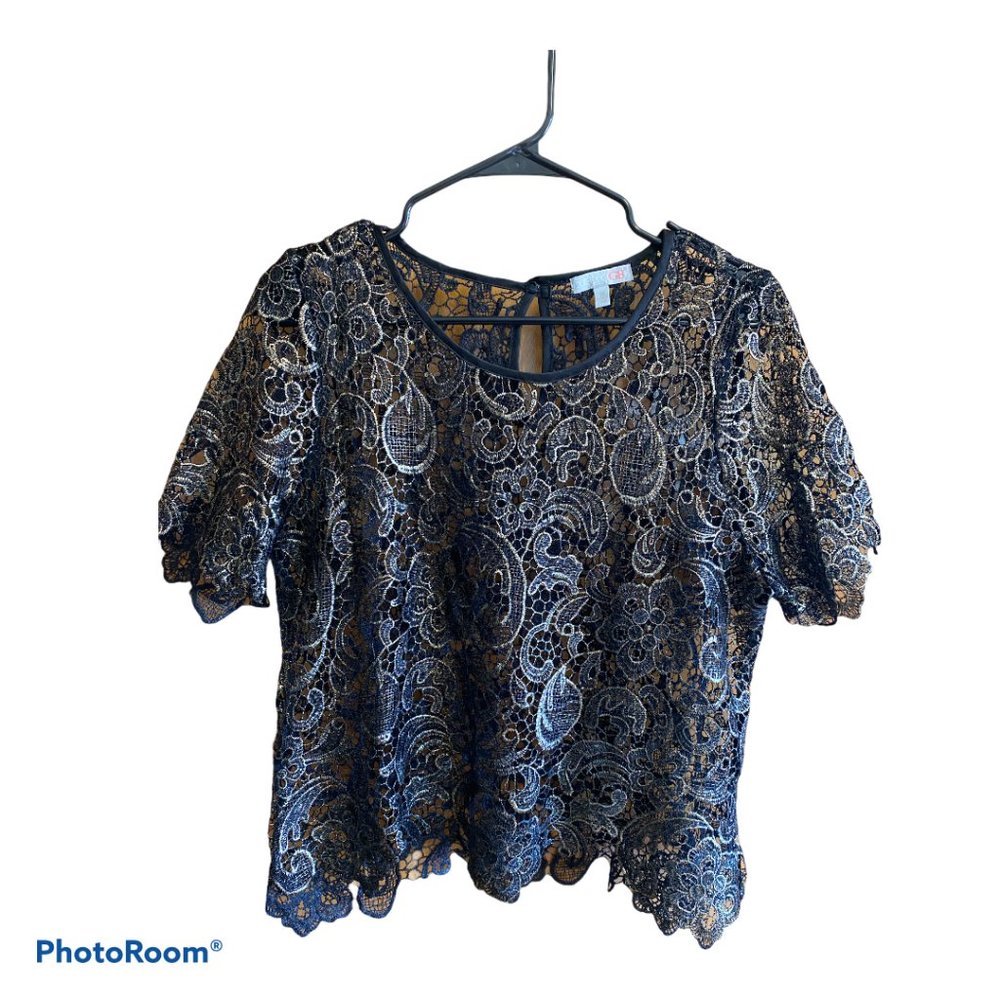 Gianni Bini Gold Embroidered Shirt